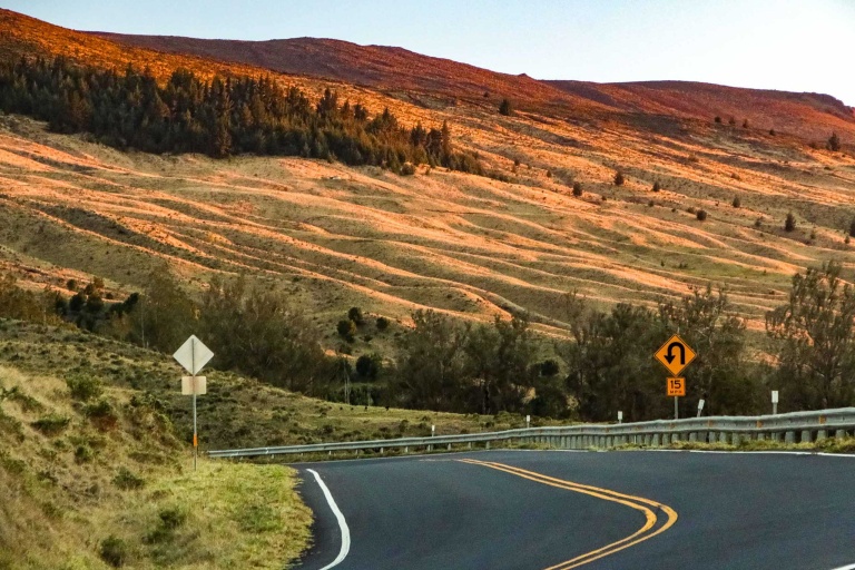 Haleakala Crater Road Curve Sign Maui feature 