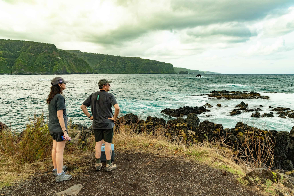 Keanae Peninsula Visitors and Coastline Road to Hana Maui