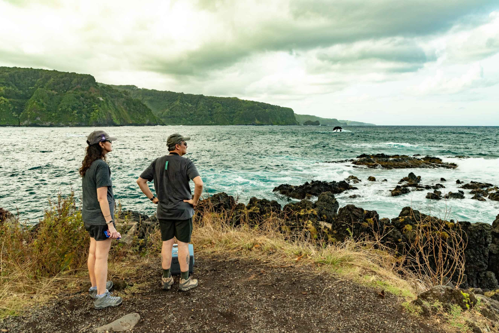 Keanae Peninsula Visitors and Coastline Road to Hana Maui