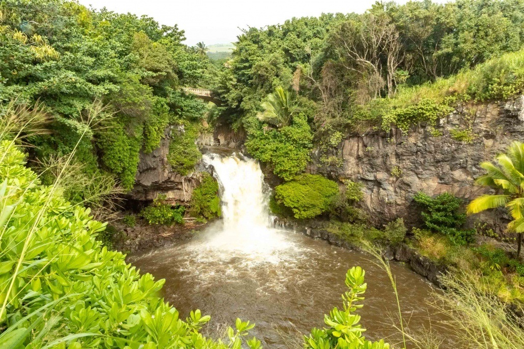 Pools of Oheo Waterfall and Bridge Kipahulu road to Hana Maui