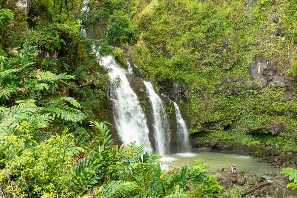 Road To Hana Three Bears Watefall and Hikers Maui