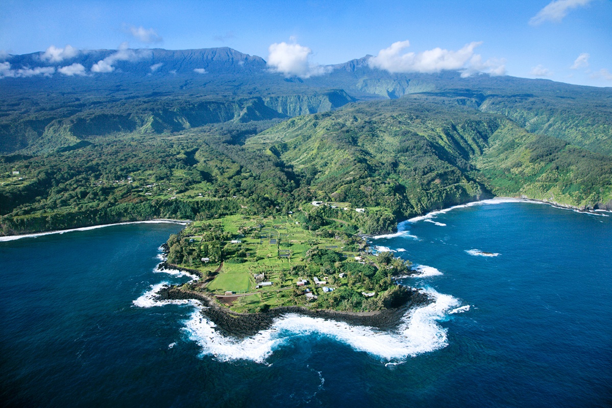 Aerial Keanae Peninsula to Koolau Gap