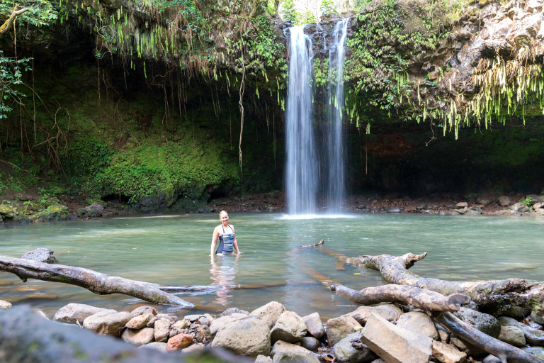 woman road to hana twin waterfalls maui