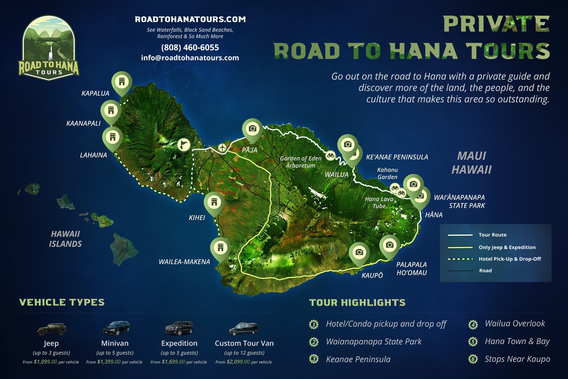 private road to hana tour circle island map