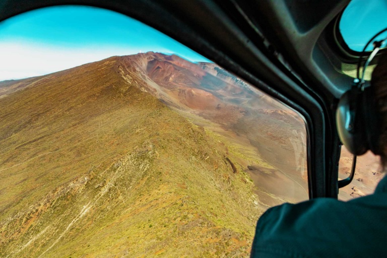 flying around haleakala crater maui hawaii