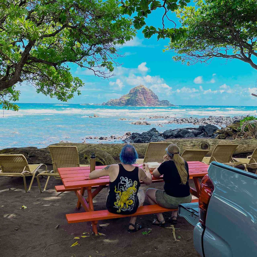 guests enjoying their meals at koki huli huli chicken maui hawaii 
