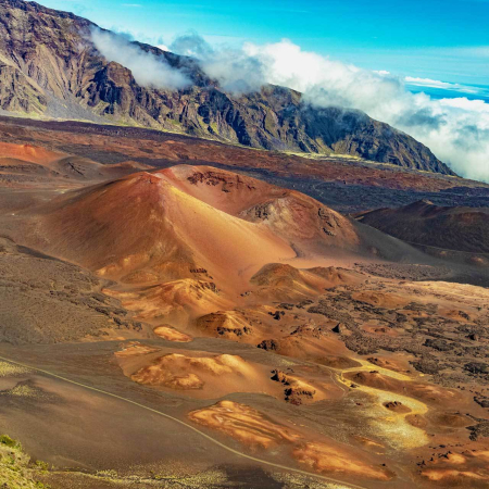 view of haleakala national park summit in maui hawaii