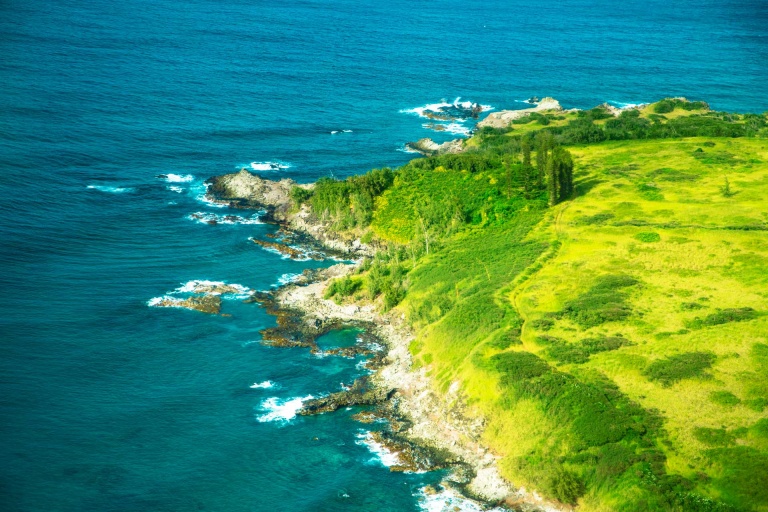 aerial view of maui coastline in a helicopter
