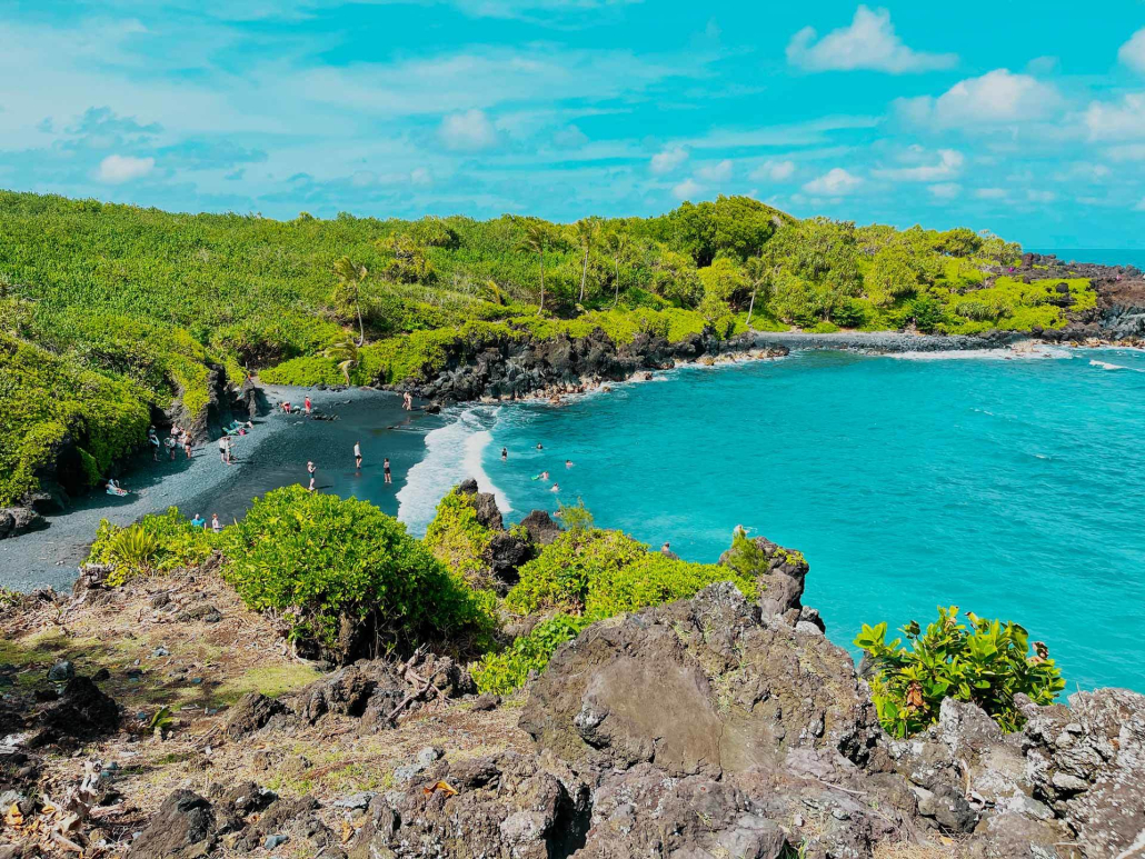 beautiful day at black sand beach on maui hawaii