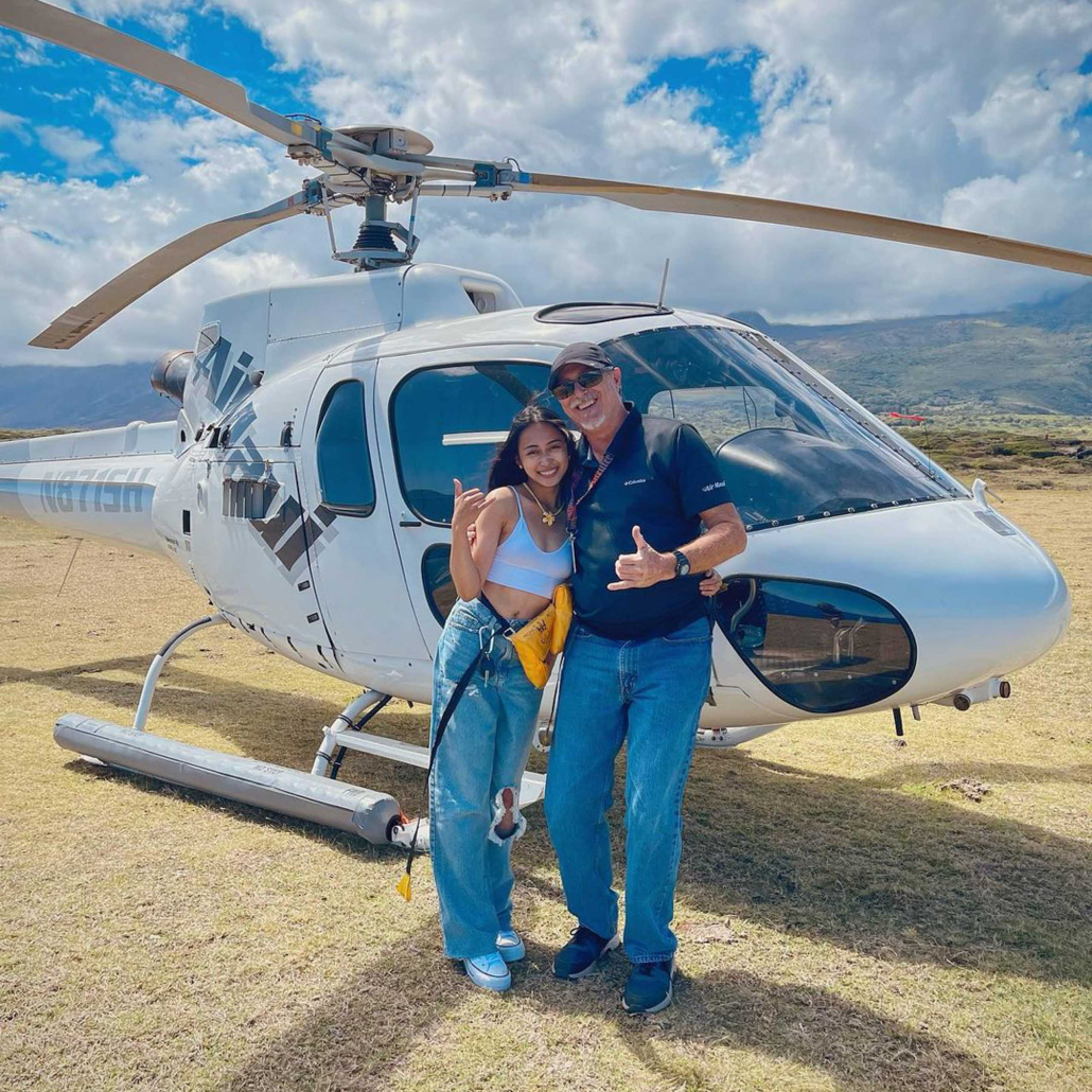 airmaui mountain waterfalls helicopter ride guest and pilot