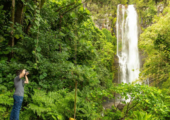 road to hana watefall visitor photography 