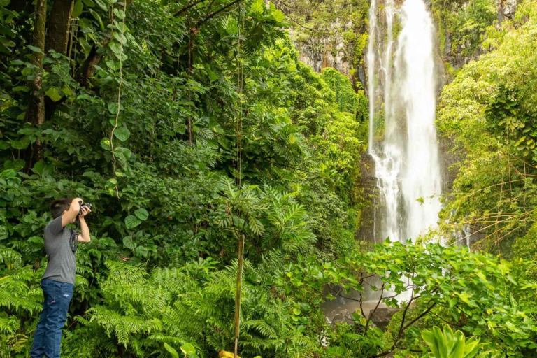 road to hana watefall visitor photography maui mountain